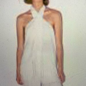 NWT Zara linen fringe halter top S